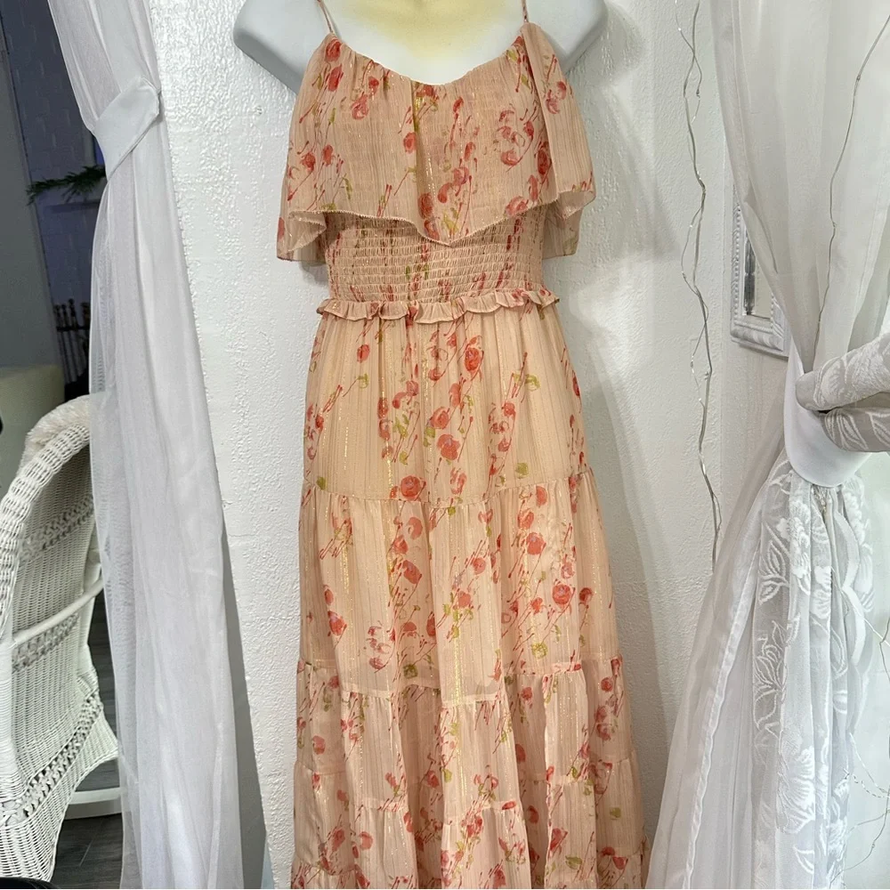 PAIGE KALANI FLORAL maxi Orange AFTERGLOW DRESS size XS - Picture 3 of 8